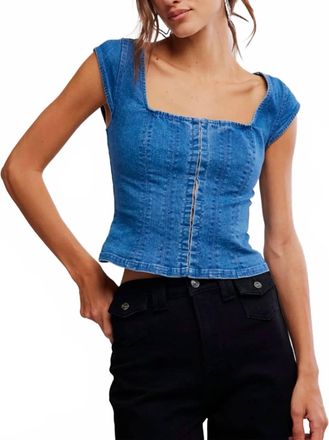 Free People Marilyn Denim Corset Top In Skylight