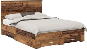 vidaXL Bed Frame with Headboard Old Wood 135 x 190 cm Engineered Wood vidaXL