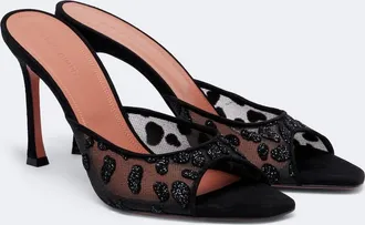 Amina Muaddi Alexa embellished mesh mules