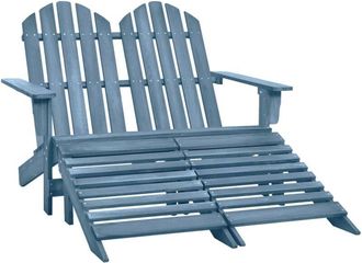 vidaXL 2-Seater Garden Adirondack Chair&Ottoman Fir Wood Blue vidaXL