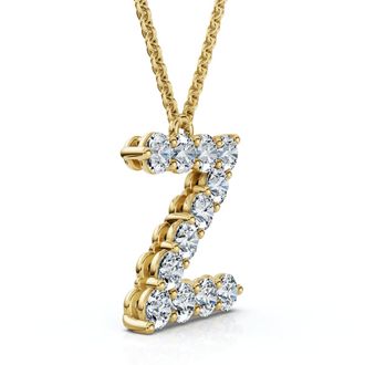 Pompeii3 1Ct Diamond Initial Z Pendant 14k Gold 18 Necklace Lab Grown 5/8 Tall
