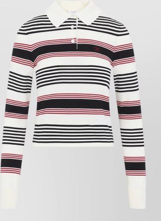 Celine striped ribbed knit polo top