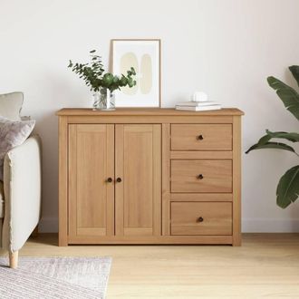 Berkfield Home Sideboard with Drawers Panama 112x40x80 cm Solid Wood Pine in Tan | Size: 112 x 40 x 80 cm