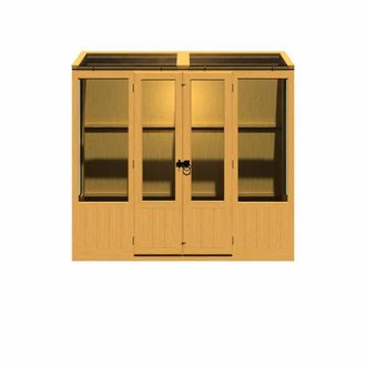 Shires Holme 7 x 2 Double Door Greenhouse - Timber - L59 x W210 x H200.7 cm in Light Brown