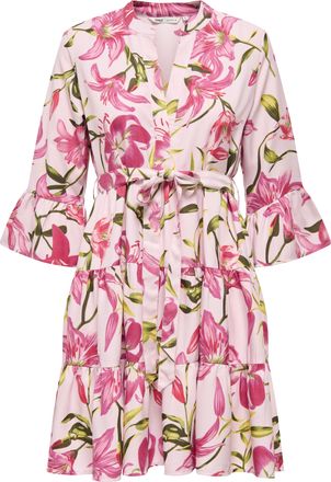 Only Tunikakleid ONLY ONLSINA LIFE 3/4 SHORT DRESS NOOS WVN, Damen, Gr. XL, N-Gr, roseate spoonbill aop:sina flower, Web, Obermaterial: 100% Polyester, bed