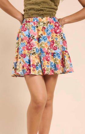 Sadie & Sage Mini Skirt With Ruffle Hem In Multi