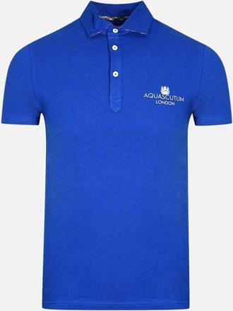 Aquascutum Mens Aquascutum London Bold Logo Blue Polo Shirt - Size: 36