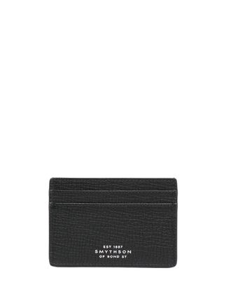 Smythson logo-embossed leather cardholder - unisex - Calf Leather - One Size - Black