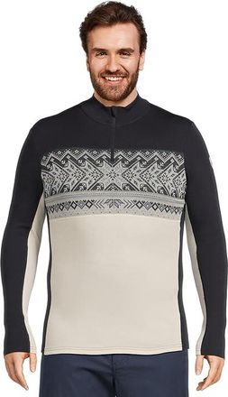 Dale of Norway Vail Baselayer 1/2 Zip Mens Short Sleeve Pullover Off-White Navy : 2XL (Mens 52-54), Wool