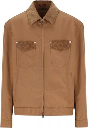 Gucci Light Jackets, male, Brown, Size: M SPW Jacket Heavy Cotton Canvas