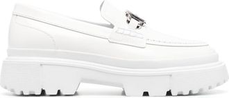 Hogan logo-buckle 55mm platform loafers - women - Calf Leather/Fabric/Rubber - 40 - White
