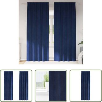 vidaXL Tende in velluto - Tende oscuranti 2 pcs Blu Scuro 140 x 245 cm Velluto