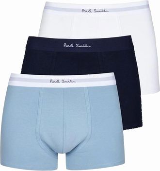 Paul Smith Mens Paul Smith 3-Pack White Band Boxer Trunks, Black/White/Blue - Size: 32/34/35