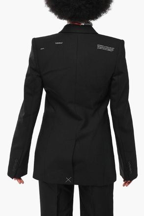 Off-white PERMANENT Blazer in Misto Lana con Rever a Lancia Off-White