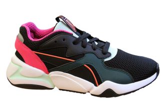 Puma Nova Mesh Zwart Leren Veterschoenen Dames 369655 01