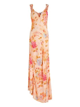 Never Fully Dressed Floral Sofia V-neck asymmetric dress - Neutrals