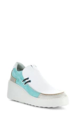 FLY London Davy Platform Wedge Sneaker in Silver/white/Mint at Nordstrom Rack, Size 42