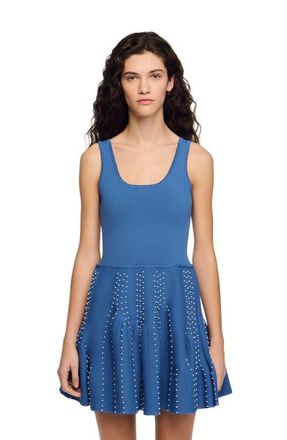 Sandro Beaded knit short dress in Blue at Nordstrom, Size 42 Eu