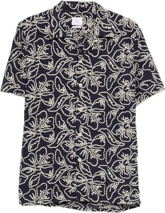 Paul Smith Casual Fit Shirt - Heren - Korte mouwen Overhemden - Blauw - XL - Katoen - Overhemden