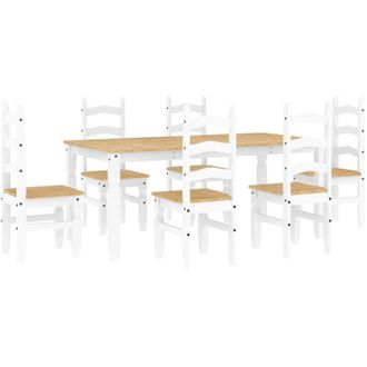 vidaXL Vidaxl - Set da Pranzo 7 pz Panama Bianco in Legno Massello di Pino