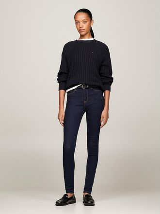 Tommy Hilfiger Womens Dark Rinse Mid-Rise Skinny Fit Jean - Navy - 25W x RegularL