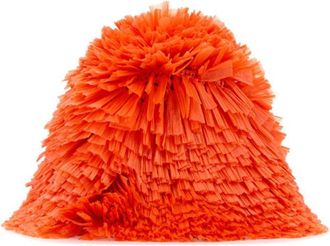 Prada Orange Raffia Bucket Hat