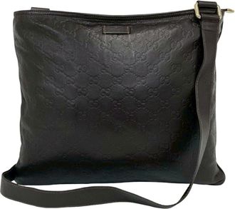 Gucci Brown Leather Pochette Shoulder Bag (Pre-Owned)