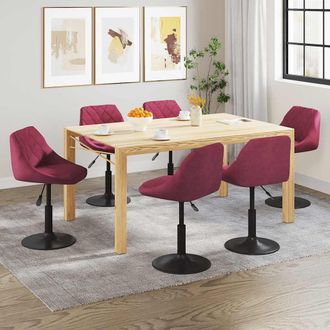 vidaXL Sillas De Comedor Giratorias 6 Unidades Terciopelo Rojo Tinto Vidaxl