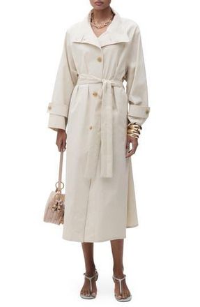 Mango Overszie Stretch Cotton Trench Coat in Light/Pastel Grey at Nordstrom Rack, Size X-Small
