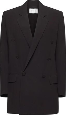 Saint Laurent Bruine Zijden Double-Breasted Jas - Dames - Blazers - Bruin - S - Jassen