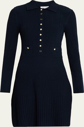 Veronica Beard Lauper Ribbed Mini Shirtdress