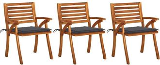 vidaXL Sillas De Comedor Jard&iacute;n Con Cojines 3 Uds Madera Maciza Acacia Vidaxl