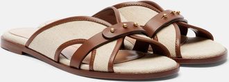 Gianvito Rossi Leather-trimmed canvas slides