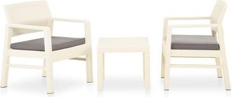 vidaXL Set De Muebles De Jard&iacute;n 3 Piezas Con Cojines Pl&aacute;stico Blanco Vidaxl