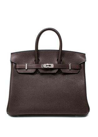Herm&egrave;s Birkin 25cm Ebene Barenia Faubourg Leather with Palladium Hardware
