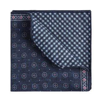 Brunello Cucinelli Silk Ethnic Patterned Pocket Square - male - Brunello Cucinelli - Handkerchiefs - Blue - ONE SIZE - Accessories
