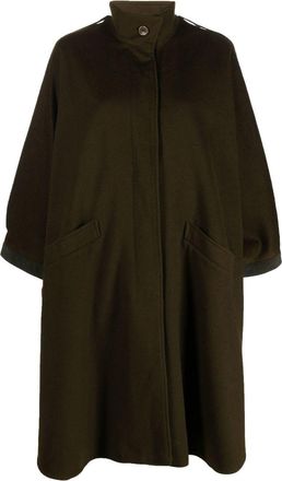 A.N.G.E.L.O. Vintage Cult 1980s stand-up collar loose fit coat - women - Virgin Wool/Viscose/Alpaca Wool - S - Green