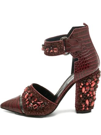 Nicholas Kirkwood croc-embossed crystal pumps - Rosso
