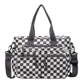 Generic Cymwer Plaid Pattern Crossbody Bag Large Capacity Checkered Tote Handbag (Dark Gray) (Style 3)