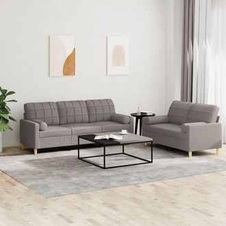 vidaXL Vidaxl - Juego De Sof&aacute;s Con Cojines 2 Piezas Tela Gris Taupe