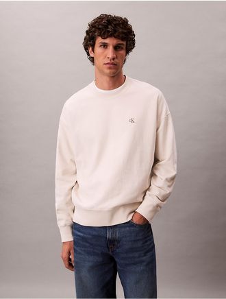 Calvin Klein Jeans Calvin Klein Mens Premium Terry Relaxed Sweatshirt - Neutral - 2XL