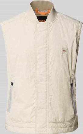 Boss Orange by Hugo Boss BOSS Orange Relaxed Fit Outdoor-Weste mit verdecktem Reißverschluss in Sand, Größe 46