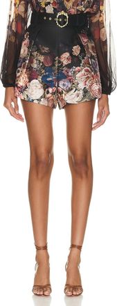 Zimmermann Pre-Loved Mini Shorts In Morisot Black Print