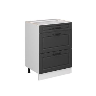 Vicco Mueble Bajo De Cocina R-line, Antracita Casa De Campo, 60 Cm Con Cajones, Sin Encimera Vicco