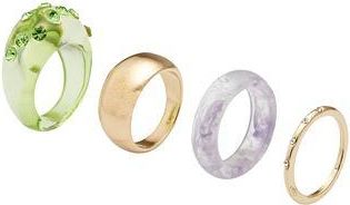 8 by YOOX METALLIC AND SEMI TRANSPARENT RINGS SET