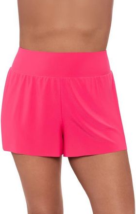 Aqua Green Beach Short High Waist Swimsuit Bottom in Rose Quartz at Nordstrom, Size X-Large