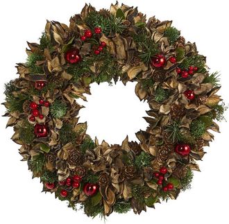 Nearly Natural 15In. Holiday Artificial Wreath