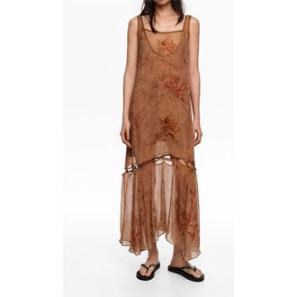 Bimba & Lola Dress With Buttoned Hem in Underwater Garden at Nordstrom, Size Medium Eu