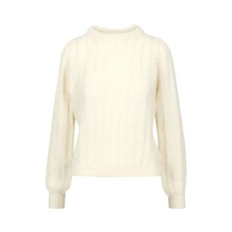 Roy Rogers Wide Crew Neck Sweater - Dames - Ronde hals truien - Wit - M - Truien & Vesten