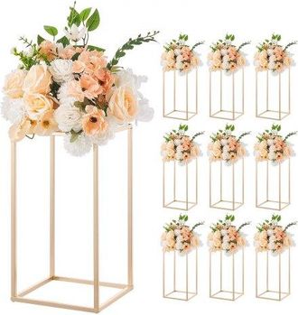 OEM Soporte Floral Dorado Franc&eacute;s Para Bodas, Forma De Columna, Con Laminado Acr&iacute;lico, Estante Rectangular Para Exhibici&oacute;n De Flores En Bodas, Fiestas, Cu